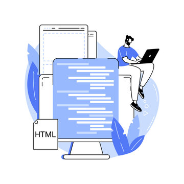 HTML coding isolated cartoon vector illustrations.