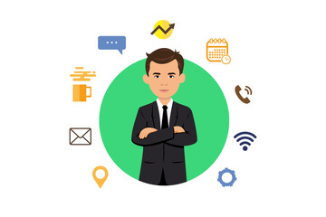Businessman. Manager. Boss. Man. An office worker. Illustration. Vector. Flat design.