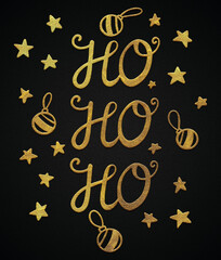 Ho ho ho golden calligraphy design banner