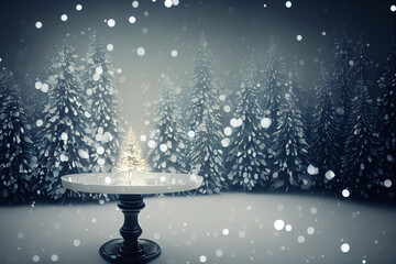 christmas decoration on white table and bokeh lights