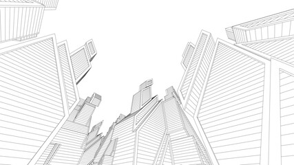 City architecture vector 3d illustration