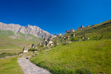 Mountain summer. Dargavs. City of dead