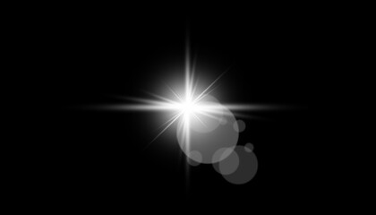 lens flare light on black background