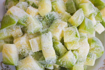 Background of frozen zucchini