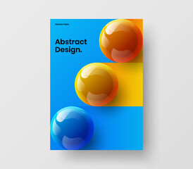 Unique 3D balls flyer template. Geometric pamphlet A4 vector design layout.