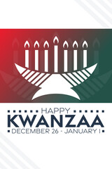 Happy Kwanzaa. December 26 - January 1. Vector illustration. Holiday poster.