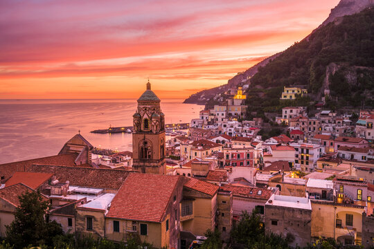 Amalfi, Italy on the Coast at Dusk