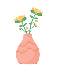 flowers in pink vase