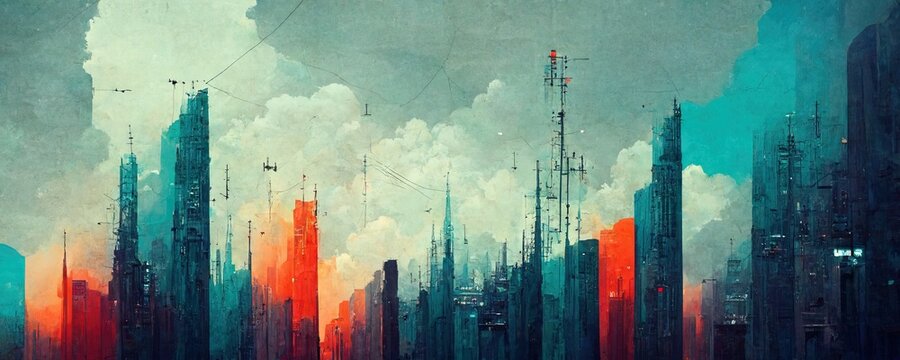 Business background presentation. Network Web Space. 
AI generated art illustration.