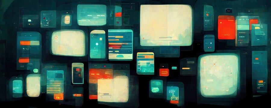 Business background presentation. Network Web Space. 
AI generated art illustration.