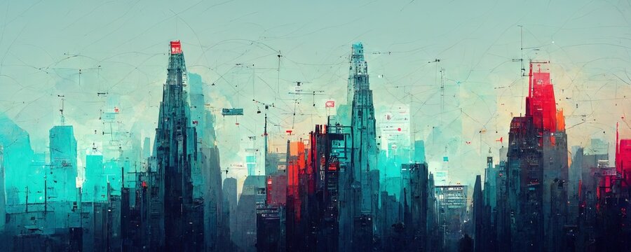 Business background presentation. Network Web Space. 
AI generated art illustration.