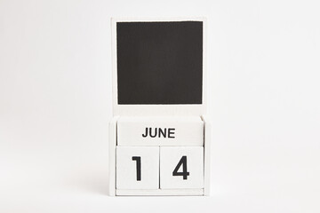 Calendar with the date June 14 and a place for designers. Illustration for an event of a certain date.