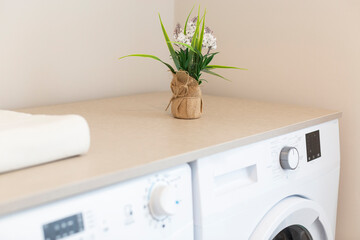 Laundry room, white color, natural light