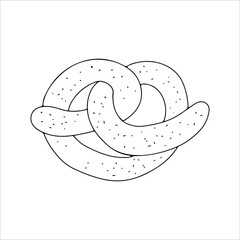 Pretzel. Crescent. Butter pastry. Confectionery. Bun for breakfast. Bakery. Vector illustration on a white background.