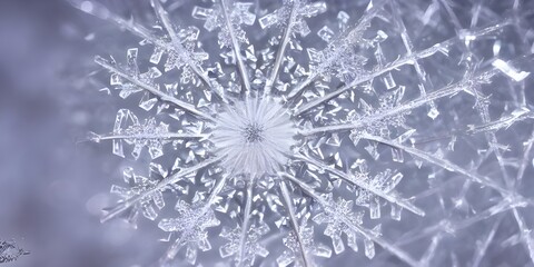 Obraz premium A snowflake falls from the sky, spinning and tumbling as it goes. It's a beautiful thing, made up of delicate crystals that refract the light in stunning ways. But there's something else about this sn