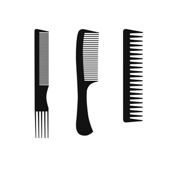 Set Silhouette comb , barber comb, black plastic comb PNG