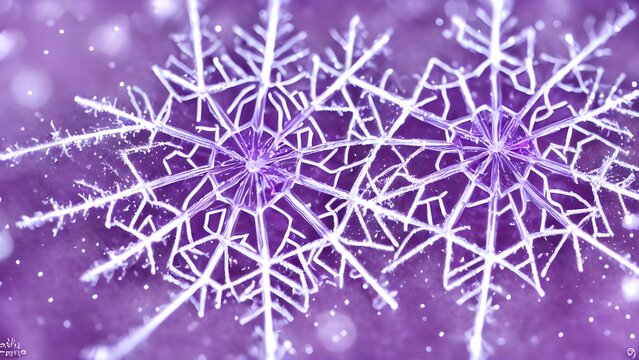 A single snowflake falls through the air, catching the light as it tumbles. Its delicate structure is revealed in closeup; each arm of the hexagonal crystal is etched with minute detail. Against a dar