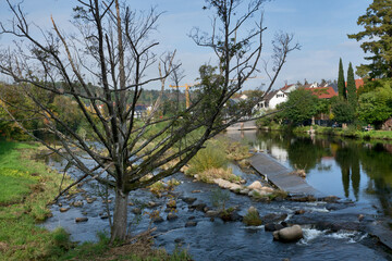 Germany, Black Forest, Gernsbach: The river Murg flows through the medieval town of Gernsbach. 