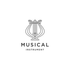 harp lyre icon vector music symbol logo design template