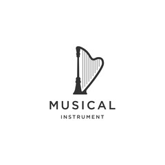 harp lyre icon vector music symbol logo design template