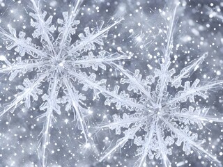 A beautiful snowflake crystal is photographed up close, revealing its intricate and unique...