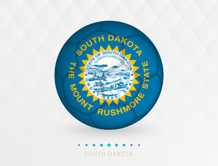 Football ball with South Dakota flag pattern, soccer ball with flag of South Dakota national team.