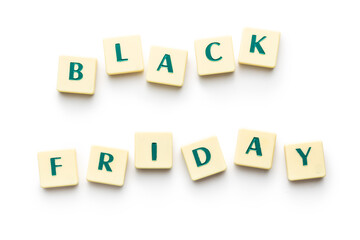 Obraz premium Black friday text isolated on white background.