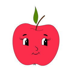  Apple Cartoon  . Vector Illustration.happy red apple fruit cute character