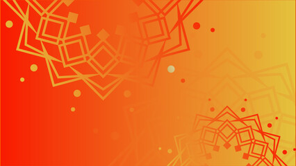 Flower mandala on orange background. Festive folk floral illustration