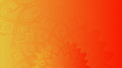 Flower mandala on orange background. Festive folk floral illustration