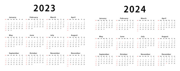 Calendar 2023, calendar 2024 week start Sunday corporate design planner template. Vector illustration.