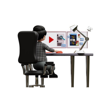 Web developer working on project 3D Illustration, used for web, app, infographic