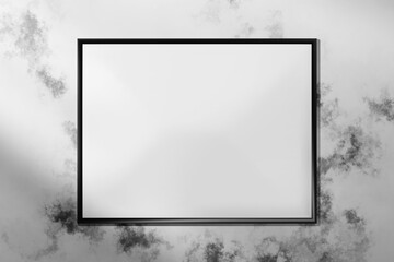 Horizontal frame on marble for mockup. A4, A3 format.
