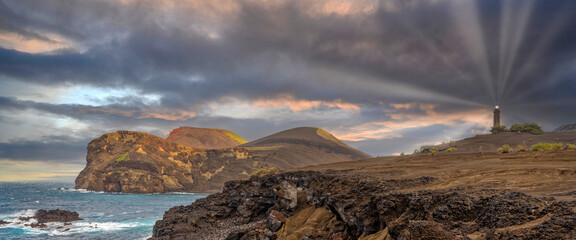 Azoren Insel Faial Leuchtturm Farol da Ponta Dos Capelinhos