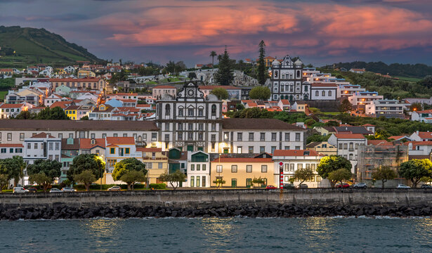 Azoren Insel Faial Stadt Horta Abend