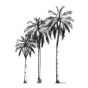 Summer Solstice Coconut Tree Drawing Image Elements PNG Images | PSD Free  Download - Pikbest