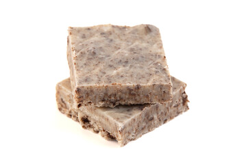 Cubes of Cookies and Cream Fudge Isolated on a White Background