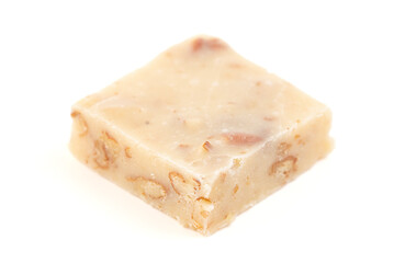 Pieces of Maple Walnut and Pecan Fudge Isolated on a White Background