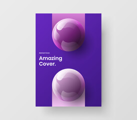Abstract realistic spheres flyer concept. Isolated magazine cover design vector template.