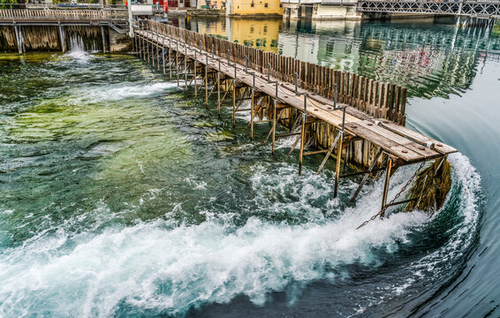 Reuss River Inner Harbor Reflection Lucerne Switzerland