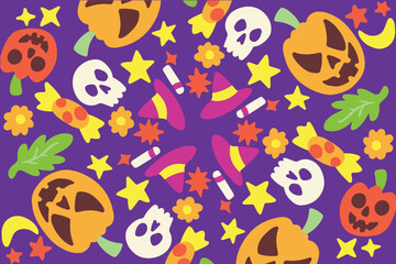 Cute Skull Halloween Pattern Background