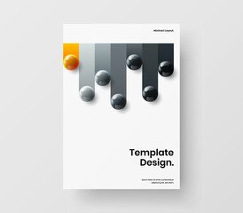 Unique realistic spheres book cover template. Simple pamphlet A4 design vector layout.