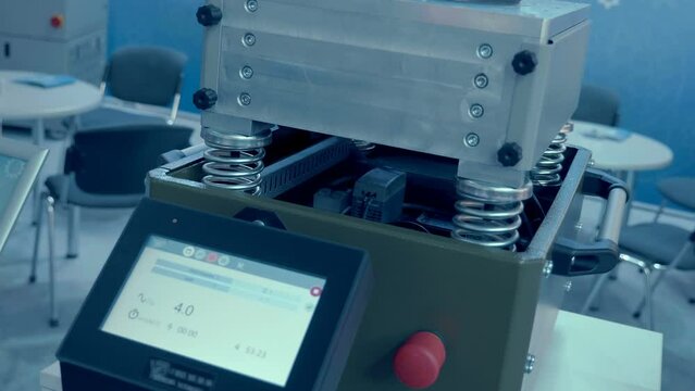 Scientific test equipment - accelerometer (vibration stand) - to test the ability of an object to endure overloads. Closeup