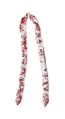 Salami sausages on a white
