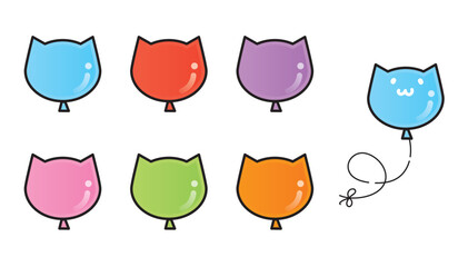 カラフルなねこの風船セット