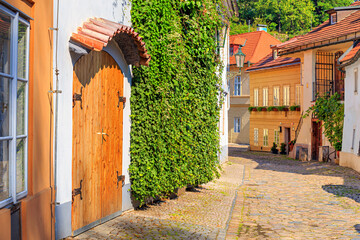 Cityscape - view of the narrow streets of the Novy Svet ancient quarter in the Hradcany historical...