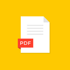 Pdf file document flat vector design illustration on yellow background - 544735346