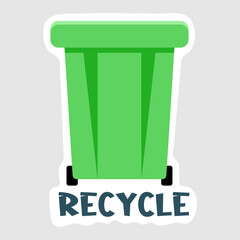 Isolated sticker dumpster with the text recycle. Vector illustration.