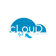 Cloud logo design. Cloud letter illustration logo design with arrow and rain sign.