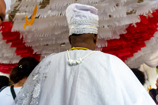 Candomble members are seen during a religious demonstration